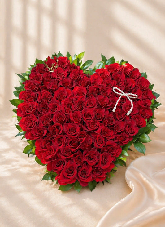 100 Rose Heart Arrangement